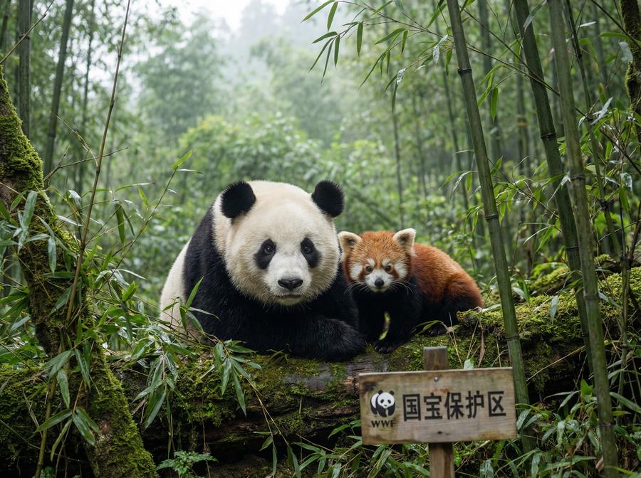 麻豆传媒国宝视频 大熊猫与小熊猫同框写真视频